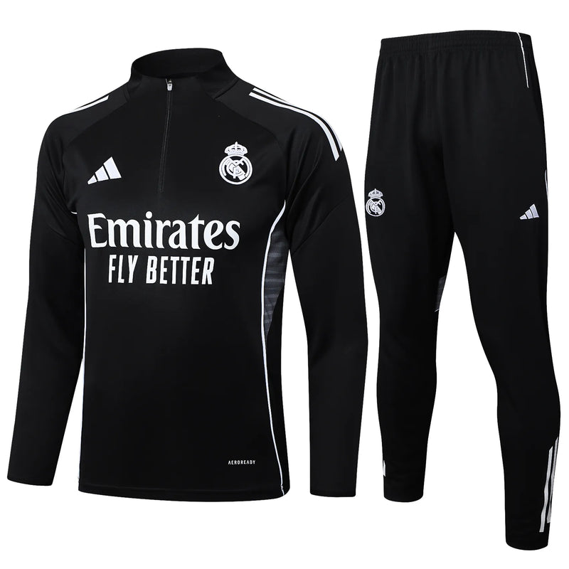 Conjunto Agasalho Treino Real Madrid 25/26 - Preto