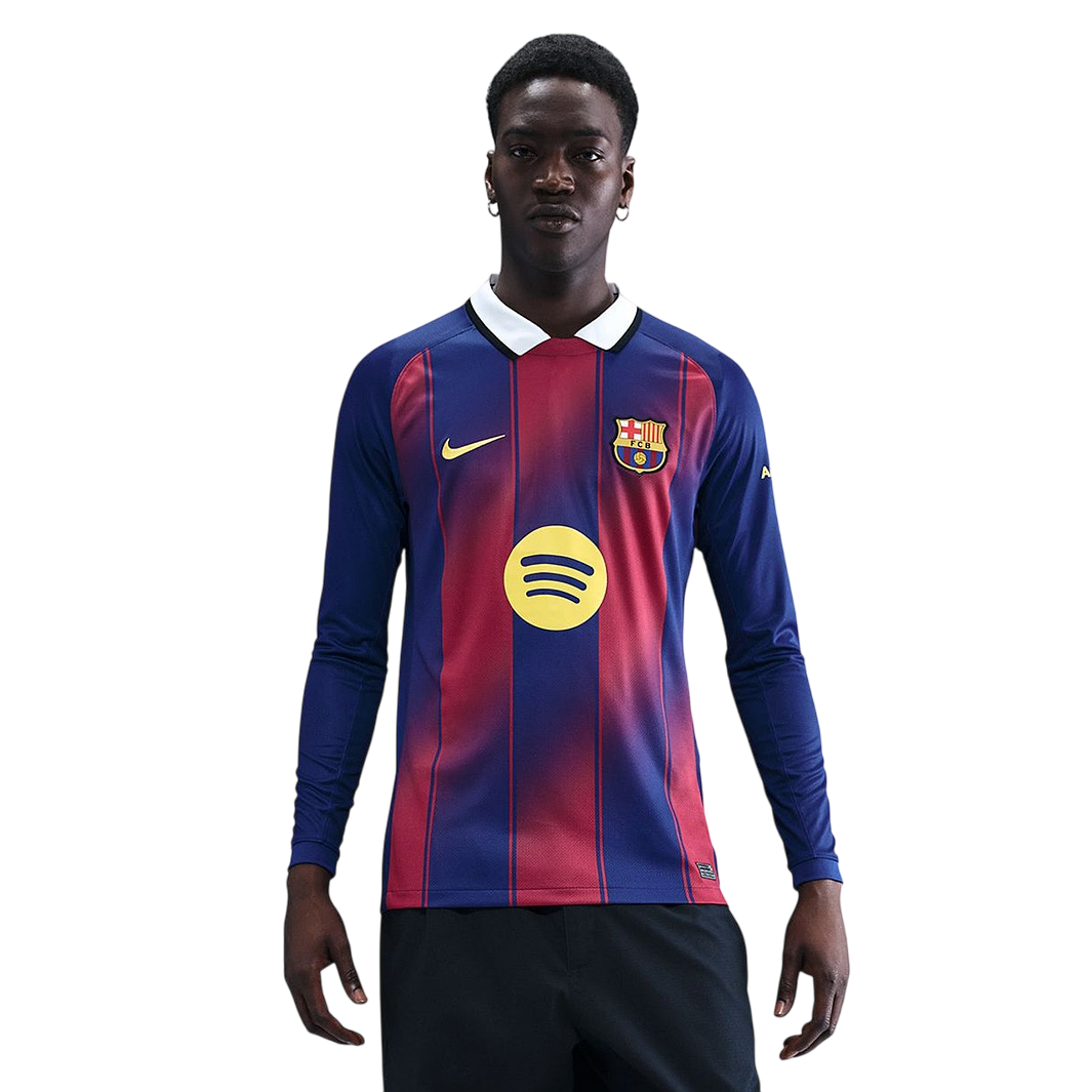 Camisa Barcelona I Manga Longa 25/26 - Torcedor Nike - Azul e Grená