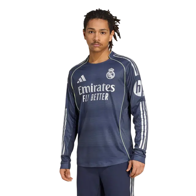 Camisa Real Madrid II Manga Longa 25/26 Torcedor Adidas - Azul Marinho